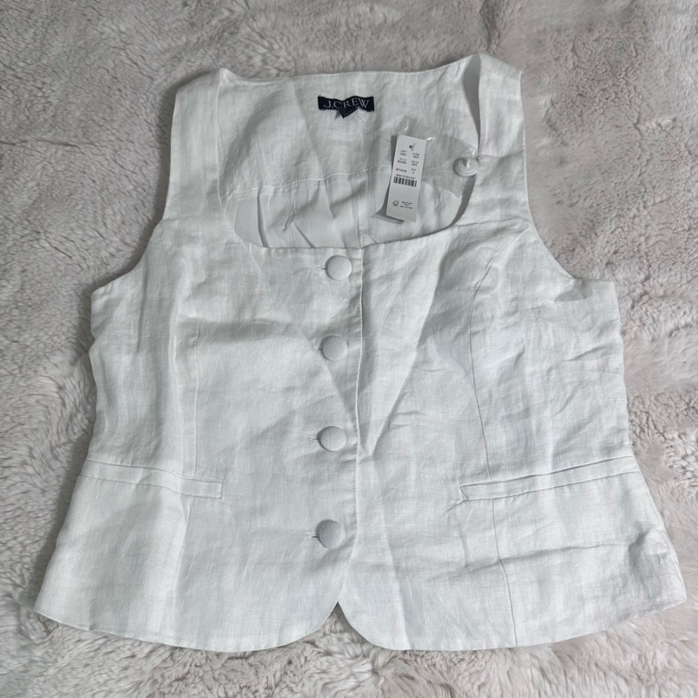 J. Crew White Linen Tank Top